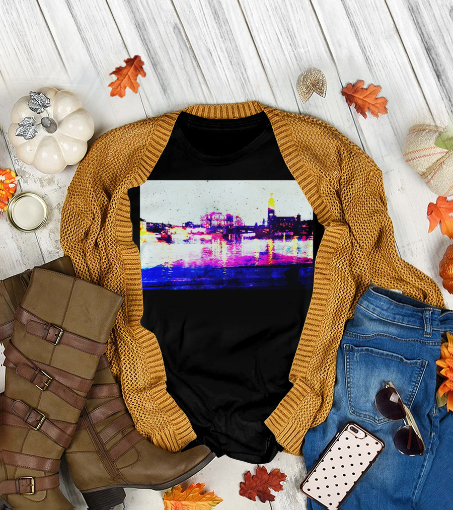 Fantasy Cities Vibrant Skyline Reflections (The Sky As A Paper) T-Shirt