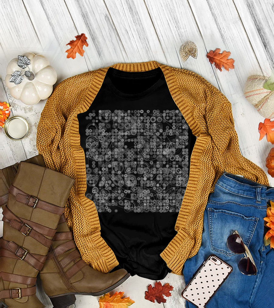 Test Quadrature Complex Patterns on Black Compu T-Shirt
