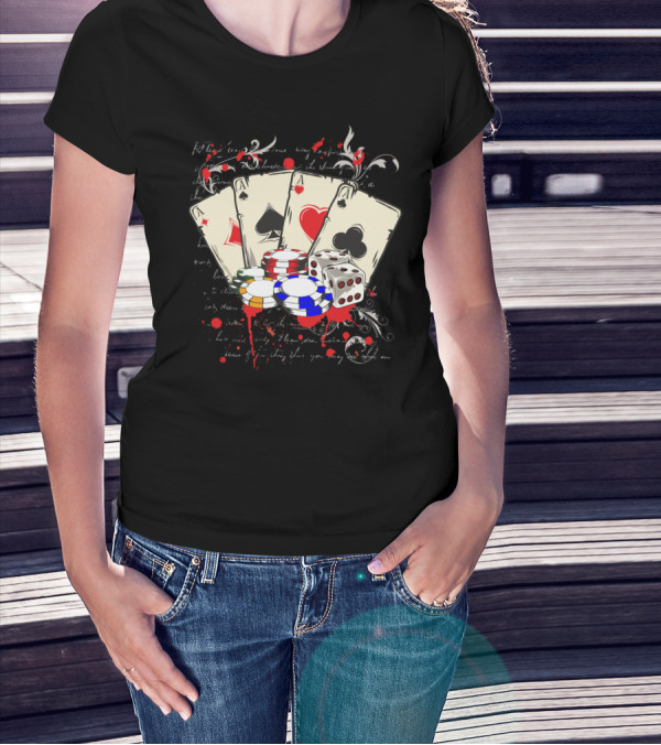 GAME CASINO POKER CARDS CHIPS DICE T-Shirt