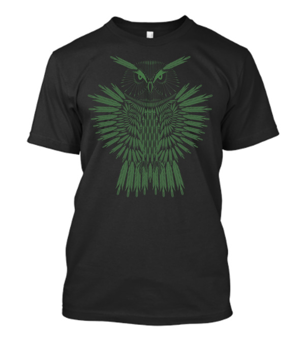 Arrow Owl Forest Green Mandala T-Shirt