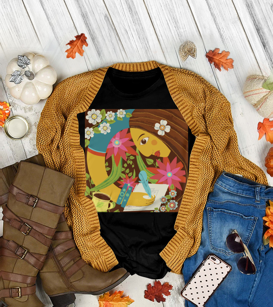 Morning Creativity with Flowers and Coffee T-Shirt