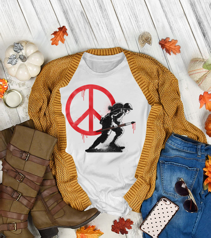Peace Symbol Soldier with Paintbrush T-Shirt