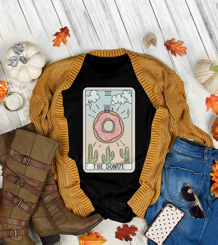 THE DONUT TAROT III CAT CACTUS SKY T-Shirt