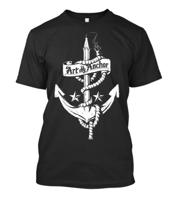 Art Is My Anchor Nautical Pencil With Stars And Rope T-Shirt