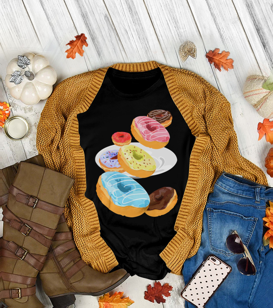 Colorful Assorted Donuts on Plate T-Shirt