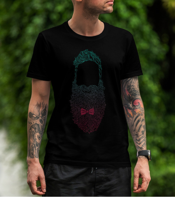 The Beard Man Gradient Hair Bow Tie T-Shirt