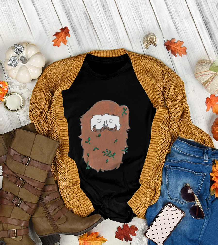Leafy Bearded Sleep with Closed Eyes T-Shirt