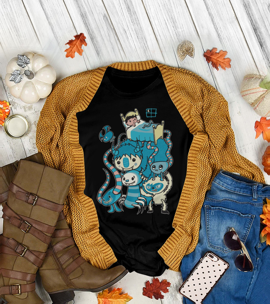 The Beasties Under My Bed Cute Monsters and Child T-Shirt