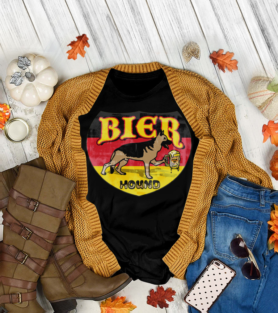 Beer Lover Oktoberfest Bier Hound German Flag Dog T-Shirt