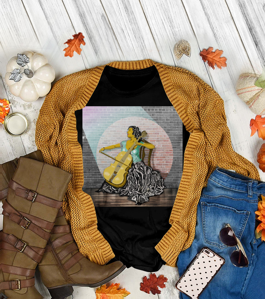 Mariah Vintage Cellist Playing in Elegant Gown on Stage T-Shirt