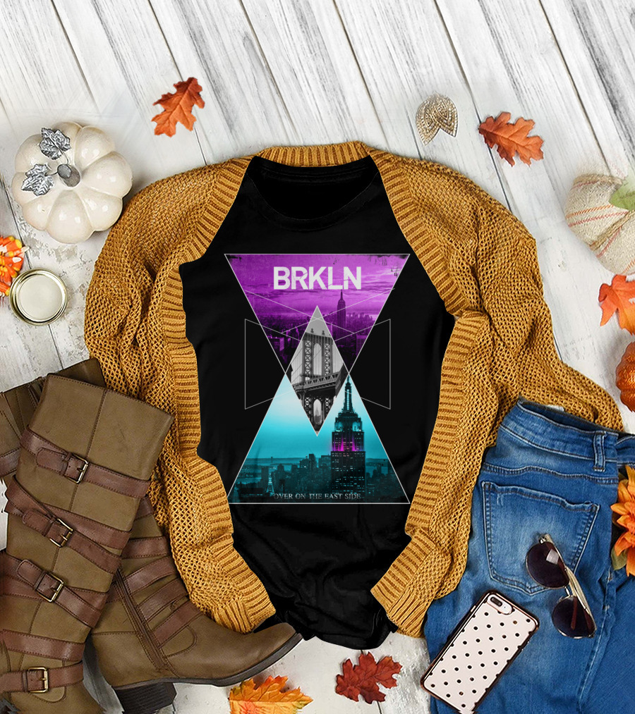 BRKLN Geometric Brooklyn Bridge Empire State Over on the East Side T-Shirt