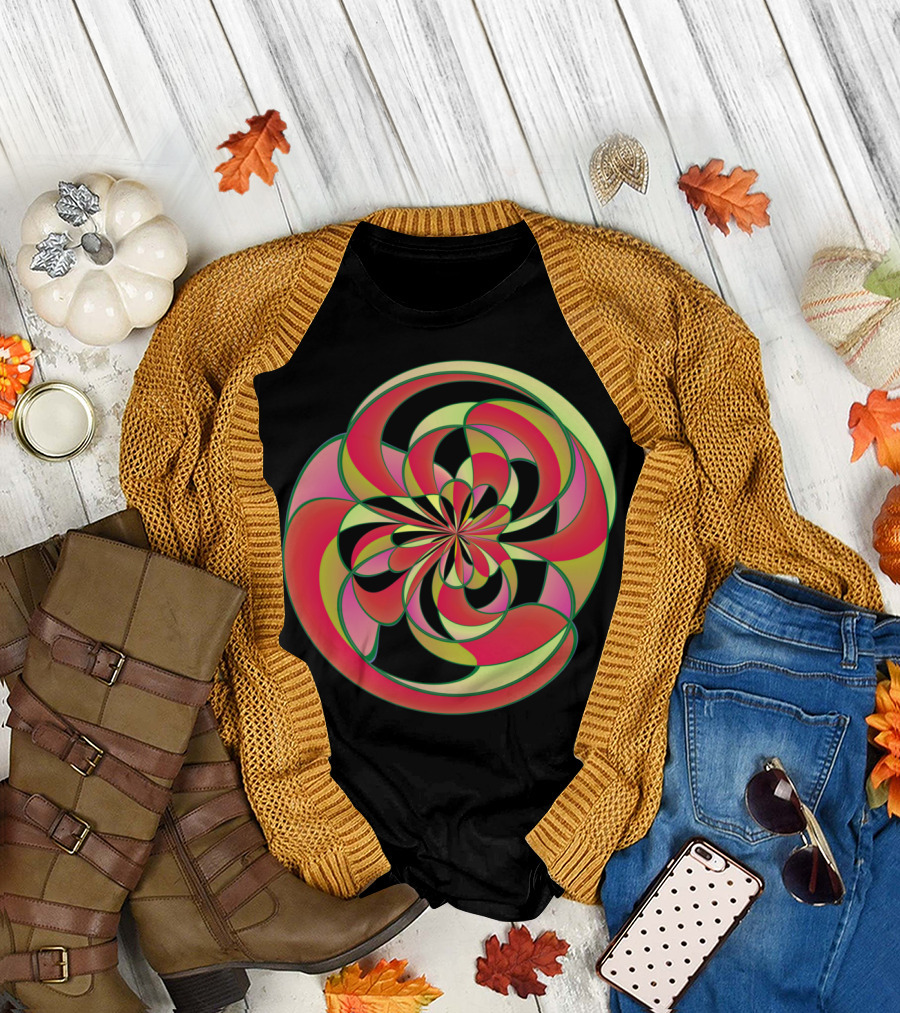 Geometric Distortion Abstract Spiral T-Shirt