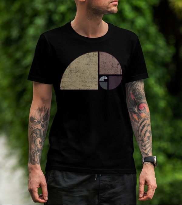 Distressed Vintage Fibonacci Spiral Geometric T-Shirt