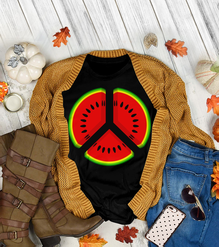 Peace Watermelon Symbol Juicy Slice T-Shirt