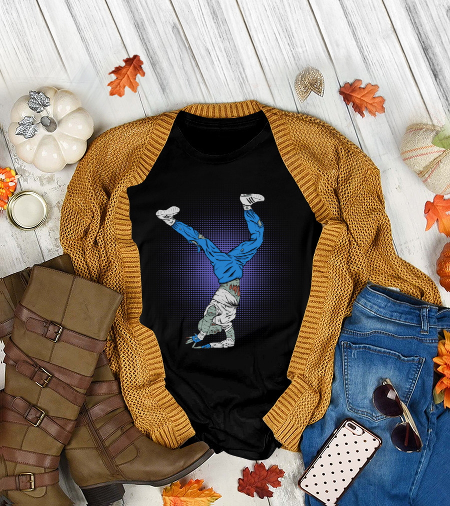 Break Dance Zombies Handstand Moves in Blue Jeans T-Shirt