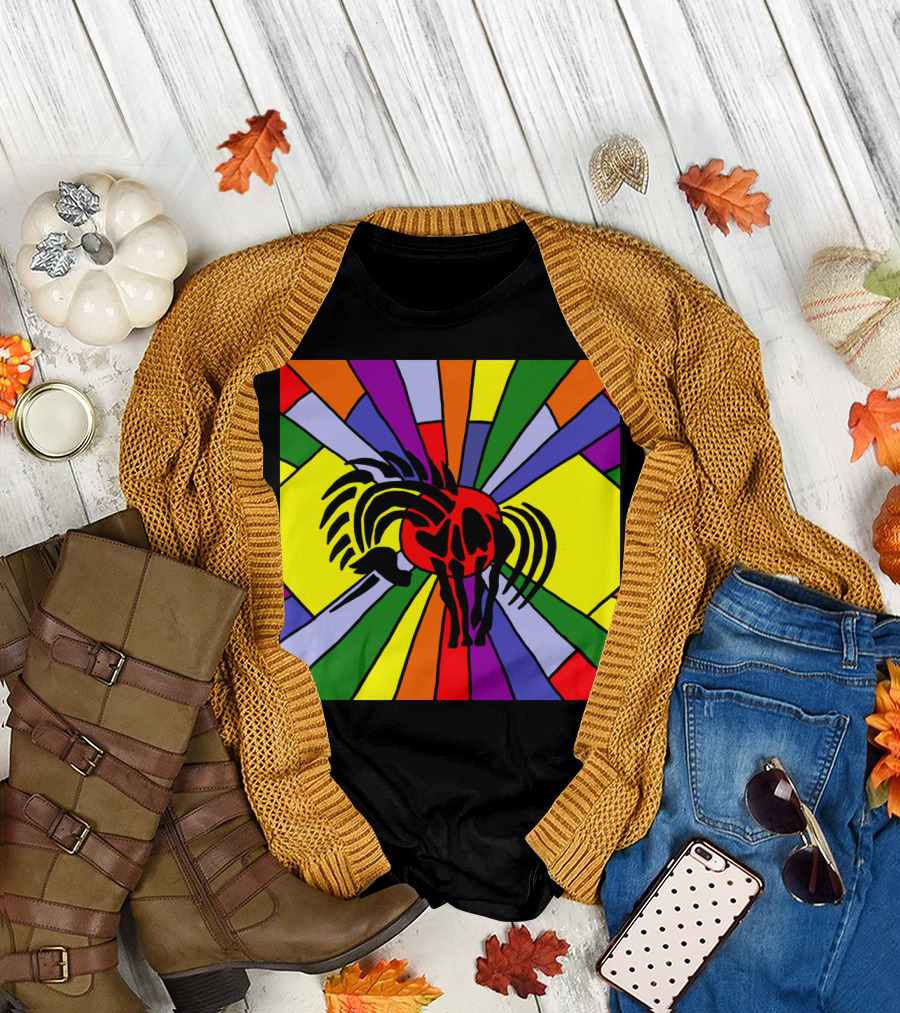 Artistic Unicorn With Rainbow Abstract Stained Glass T-Shirt