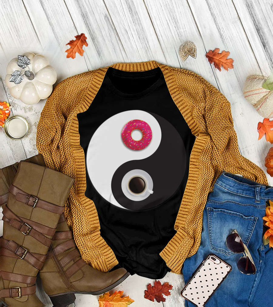 Yin Yang Coffee and Donut Balance T-Shirt
