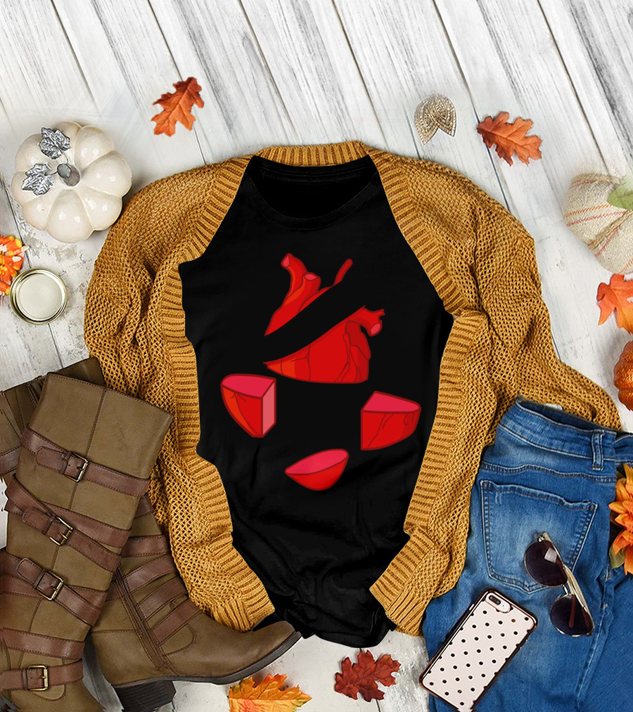 Geometry Love Heart with Cube and Fragmented Shapes T-Shirt