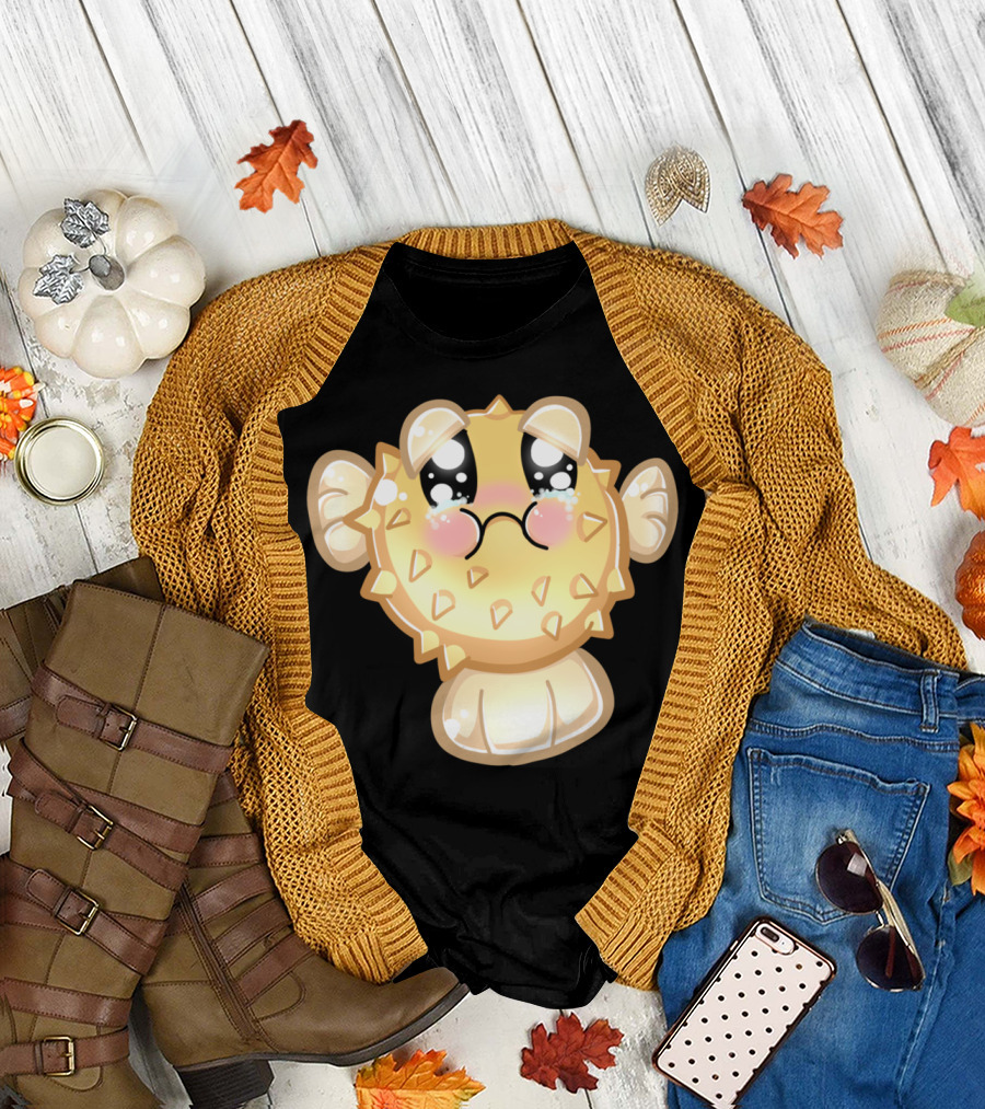 PufferThump Cute Cartoon Pufferfish with Sad Expression T-Shirt