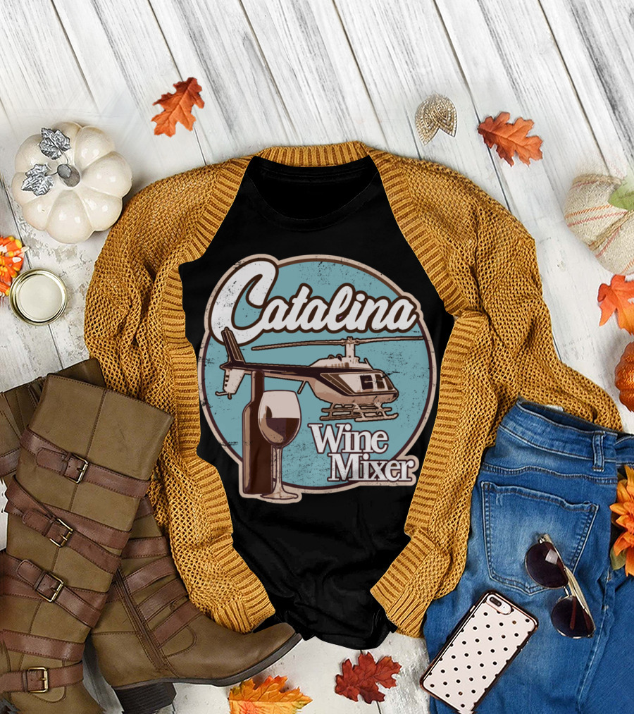 Catalina Wine Mixer Helicopter and Glass T-Shirt