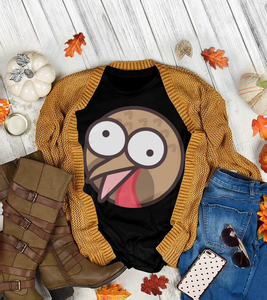 Turkey Cartoon Face Sticker T-Shirt