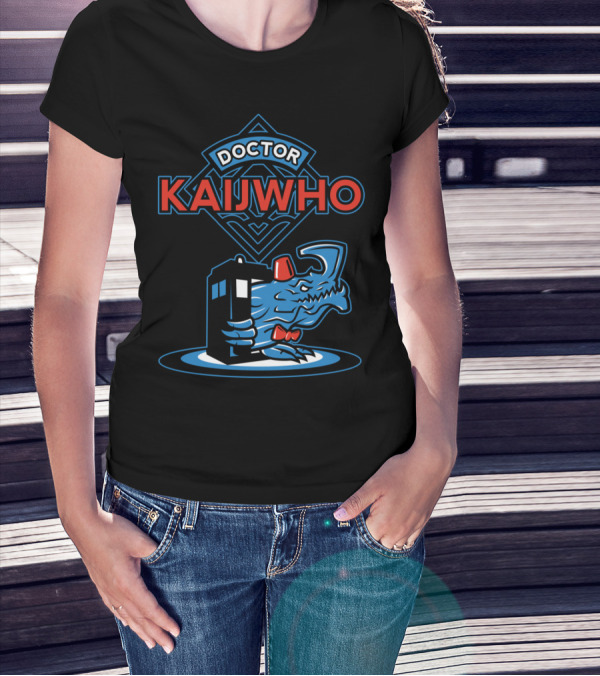 Doctor KaijWho TARDIS Fez Dinosaur Iconic Mashup T-Shirt