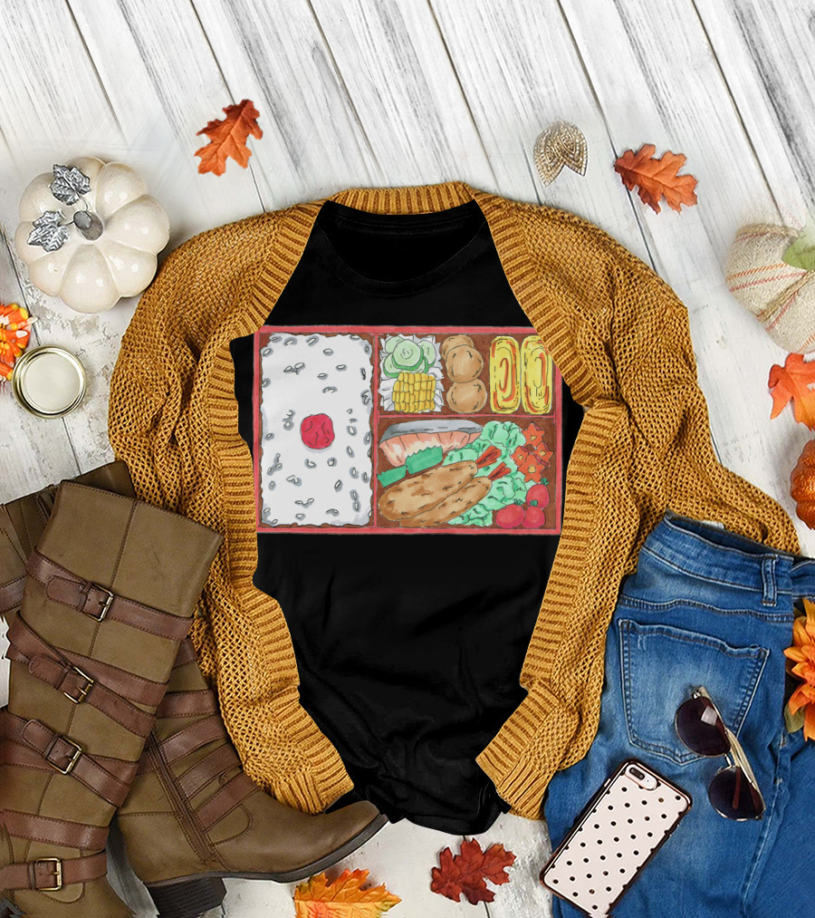BENTO Box with Rice Salmon Vegetables and Side Dishes T-Shirt