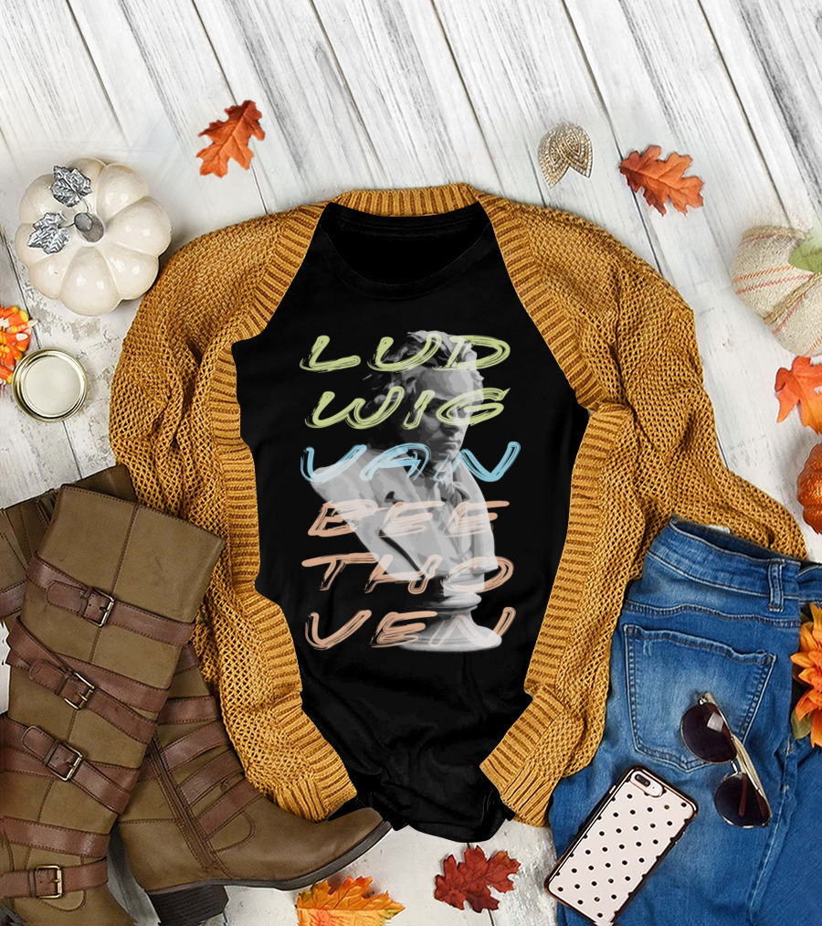 Ludwig Van Beethoven Neon Typography Bust T-Shirt