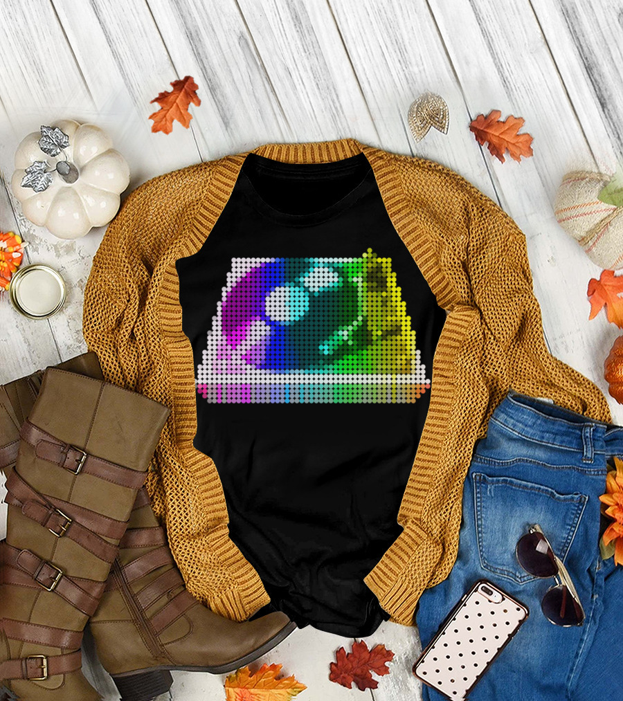 Turntable Pixel Art Vivid Color Mosaic T-Shirt