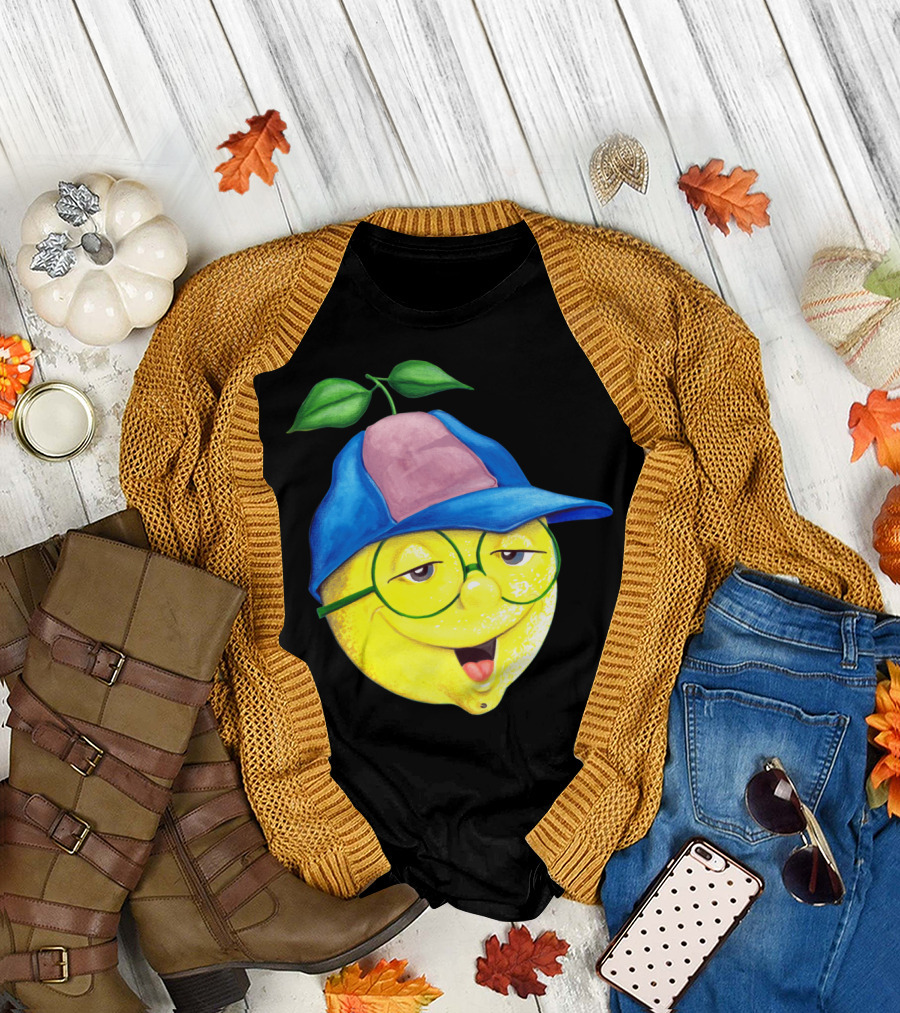 Luke Lemonhead Purple Smirking Lemon with Hat and Glasses T-Shirt