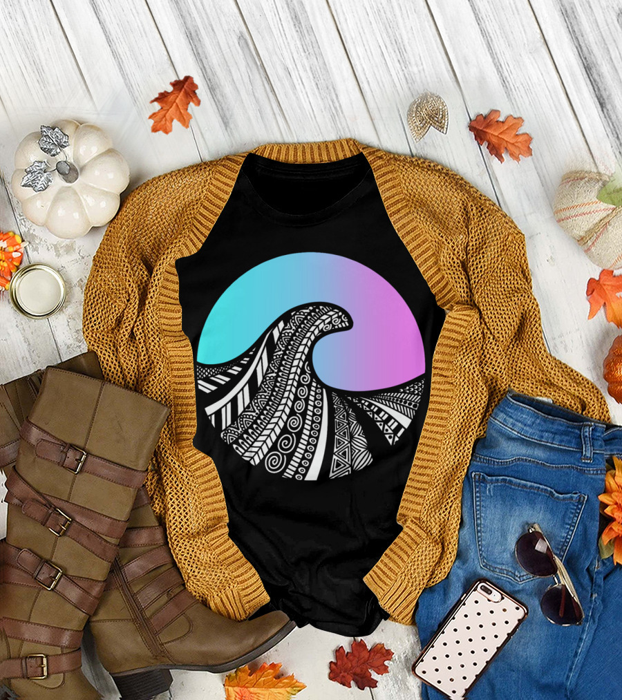 Roaring Wave Vibrant Ocean Spiral T-Shirt