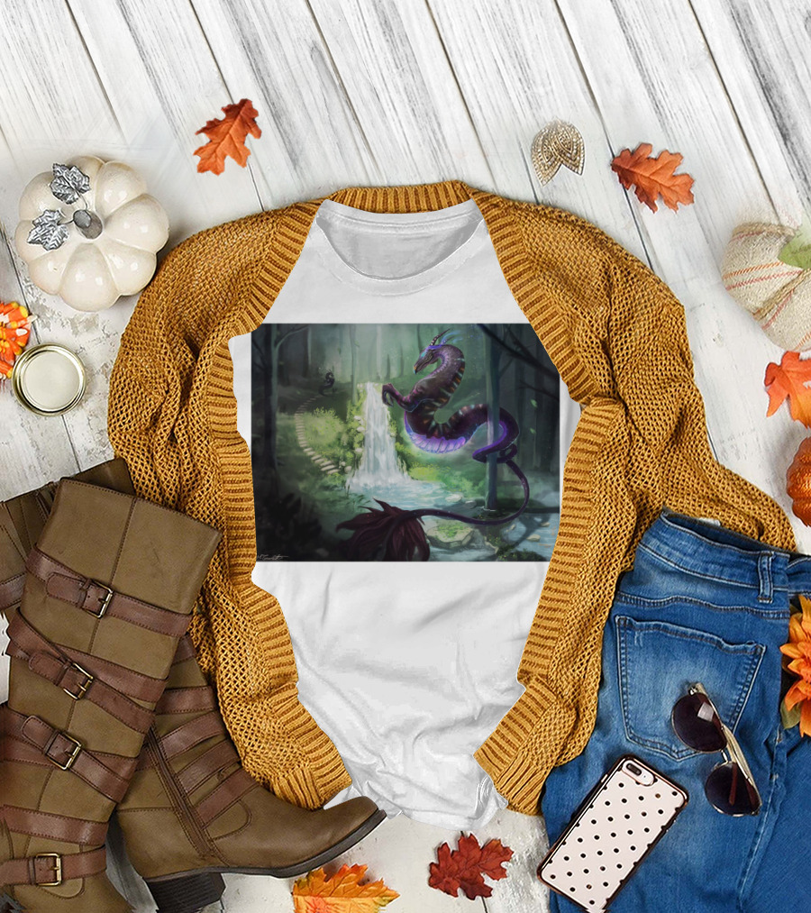Dragons Of Forest Enchanted Waterfall Pathway T-Shirt
