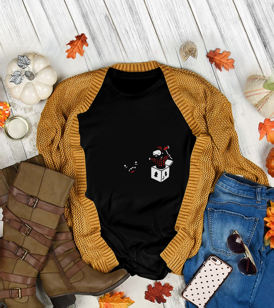 Lumberjack In The Box Tree Surprise with Axe and Pine Box T-Shirt