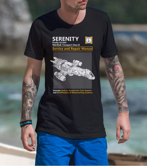 SERENITY Firefly 03-K64 Mid-Bulk Transport Class B Service And Repair Manual Radion-Accelerator Core Maneuvering Systems T-Shirt