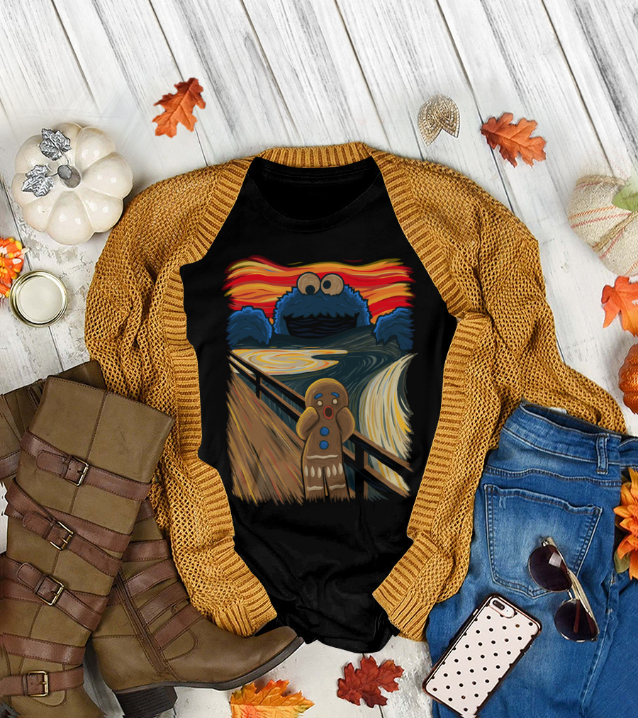 The Cookie Muncher Scream Inspired Gingerbread Monster T-Shirt