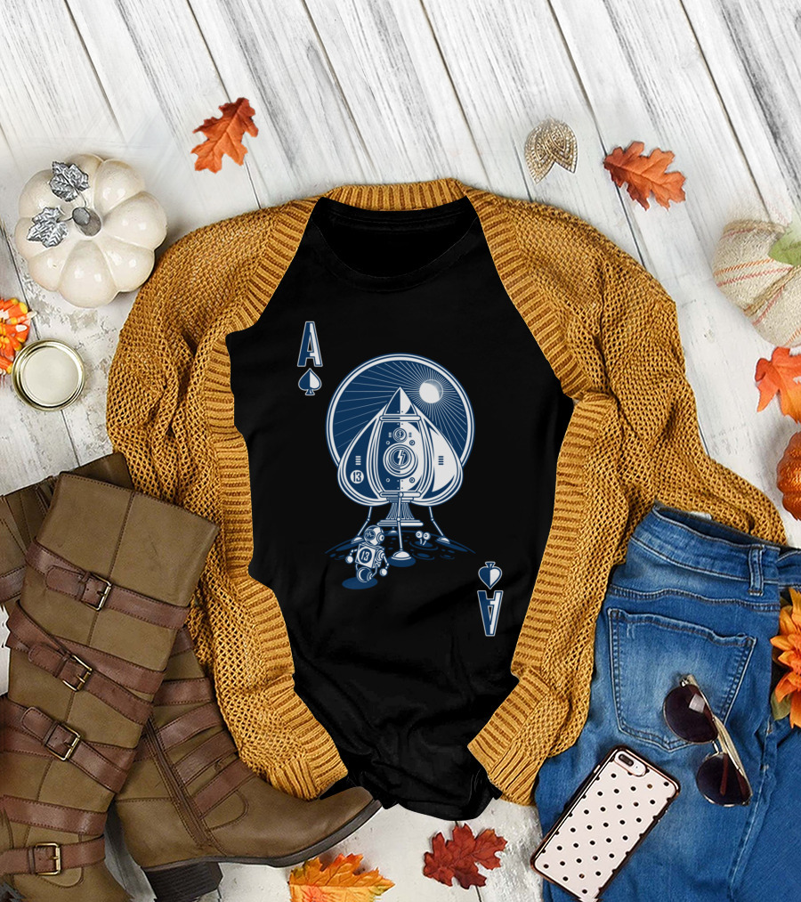 Ace Of Spaces Playing Card Spaceship Adventure T-Shirt