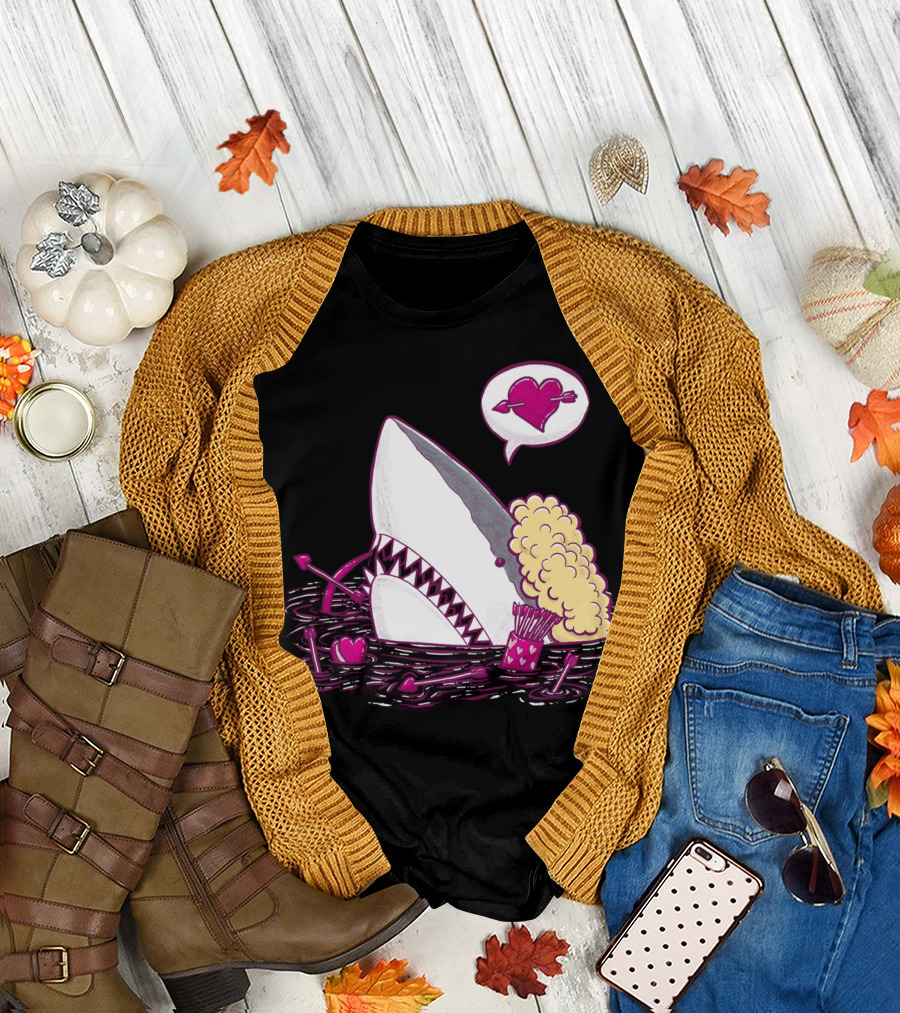 Cupid Shark with Heart and Arrows in Water T-Shirt