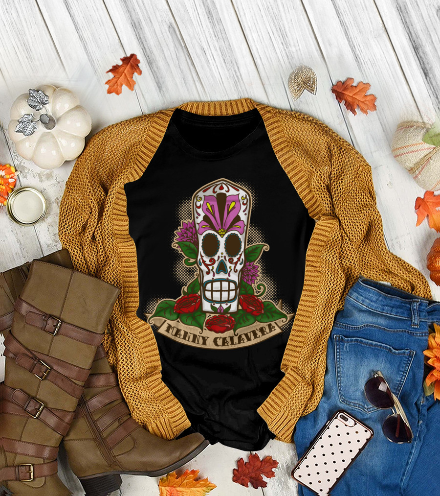 Manny Calavera Sugar Skull with Flowers T-Shirt