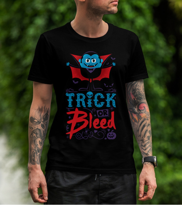 TRICK OR BLEED Halloween Vampire T-Shirt