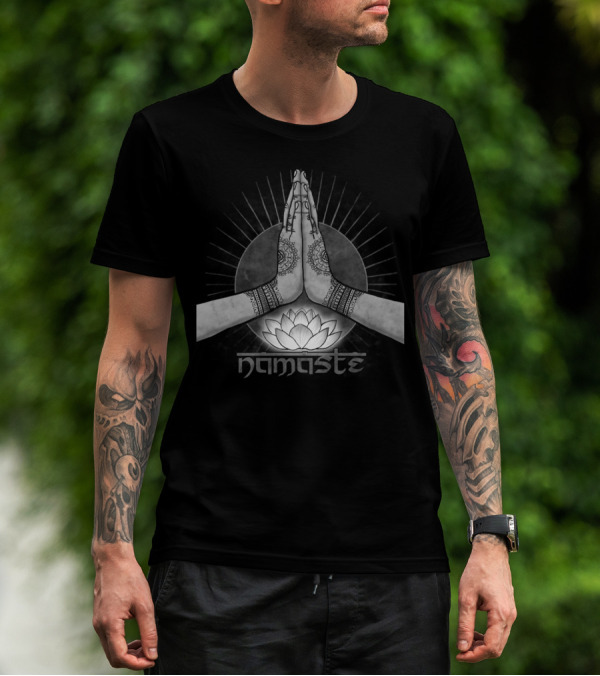 Namaste Lotus Hands Mandala Meditation Zen One Color T-Shirt