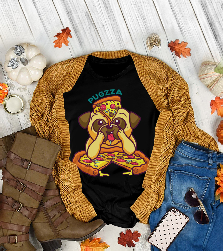 Pugzza Pizza Loving Pug Eating T-Shirt