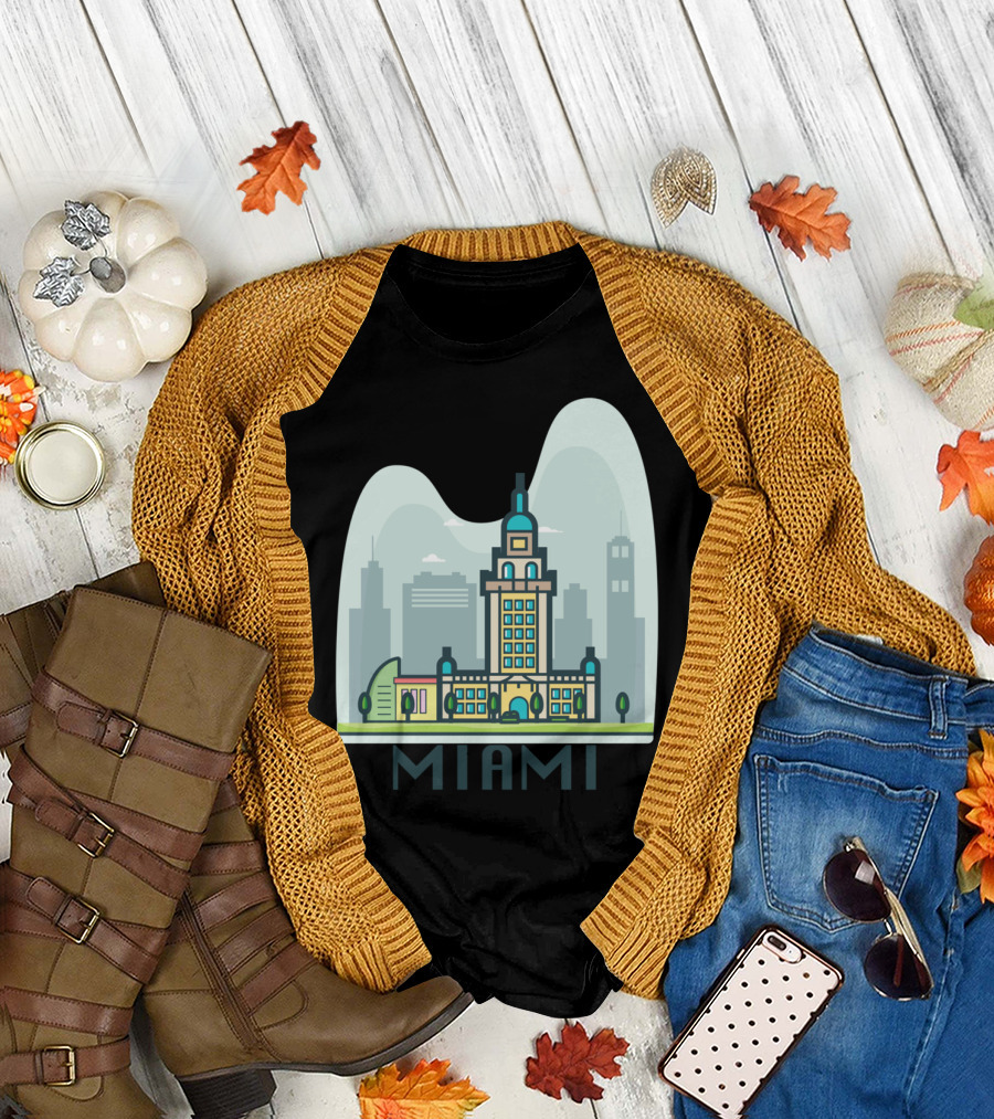 Miami City Skyline with Iconic Architecture T-Shirt