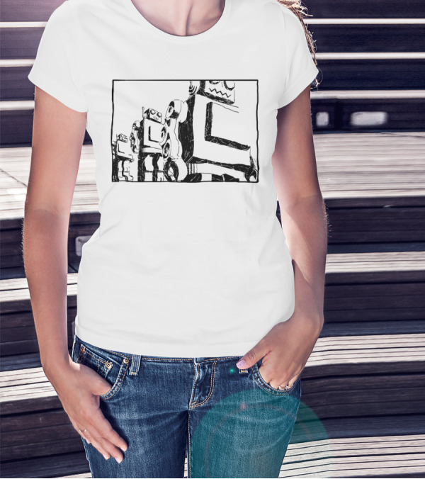 Robots Marching Retro Futuristic Parade T-Shirt