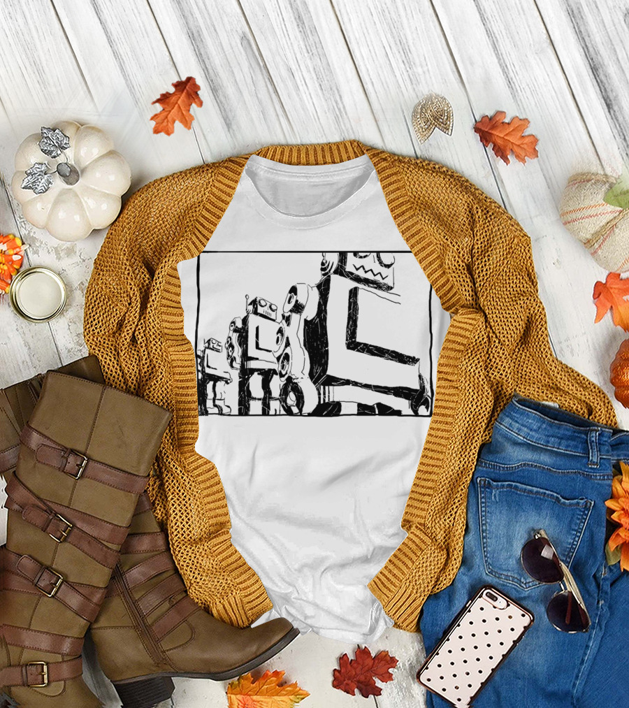 Robots Marching Retro Futuristic Parade T-Shirt
