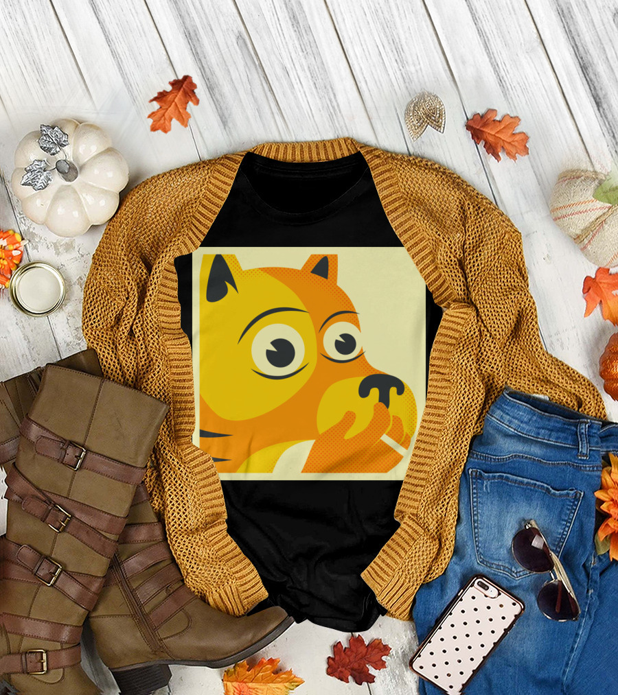 SMOKING DOG CARTOON ANIMAL FACE T-Shirt
