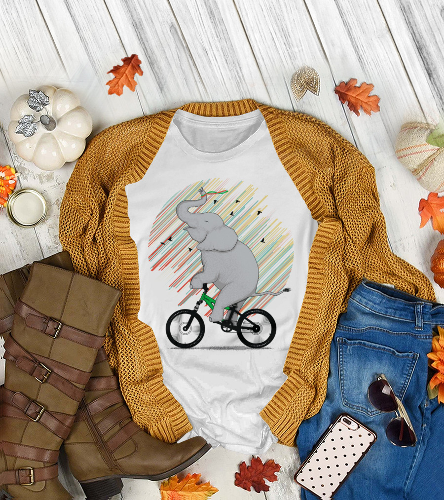 Elephant Riding Bicycle T-Shirt