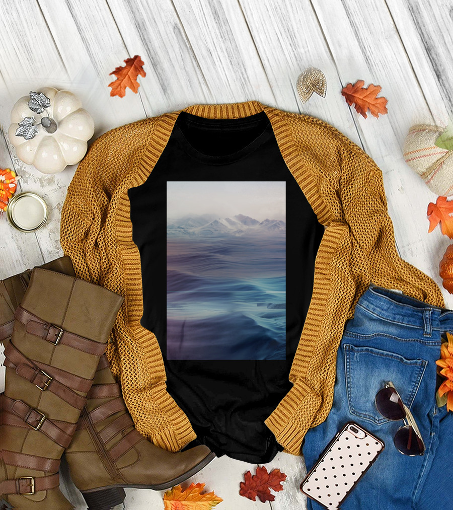 Carbon Scenic Mountain Ocean Waves T-Shirt