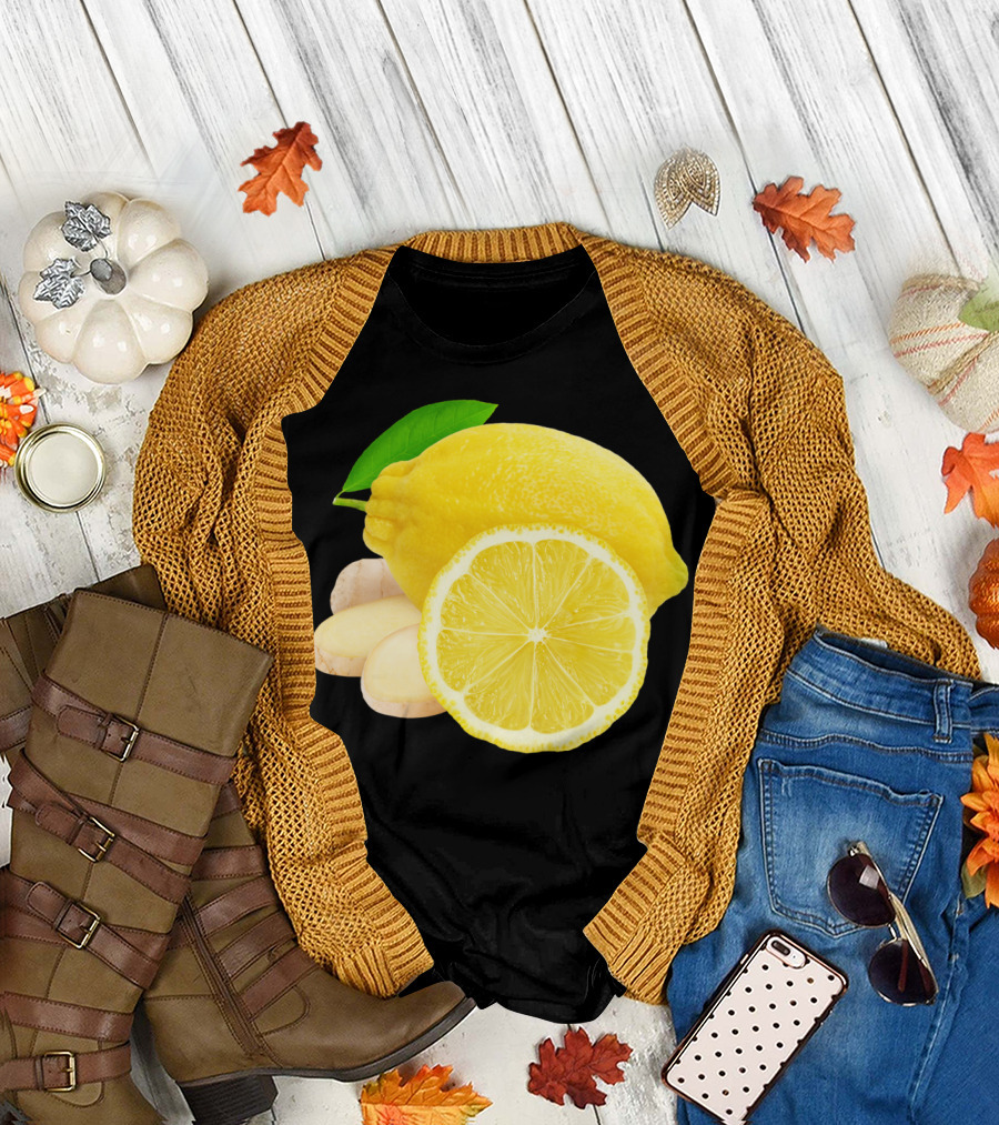 Lemon And Ginger Slice Botanical Elements T-Shirt