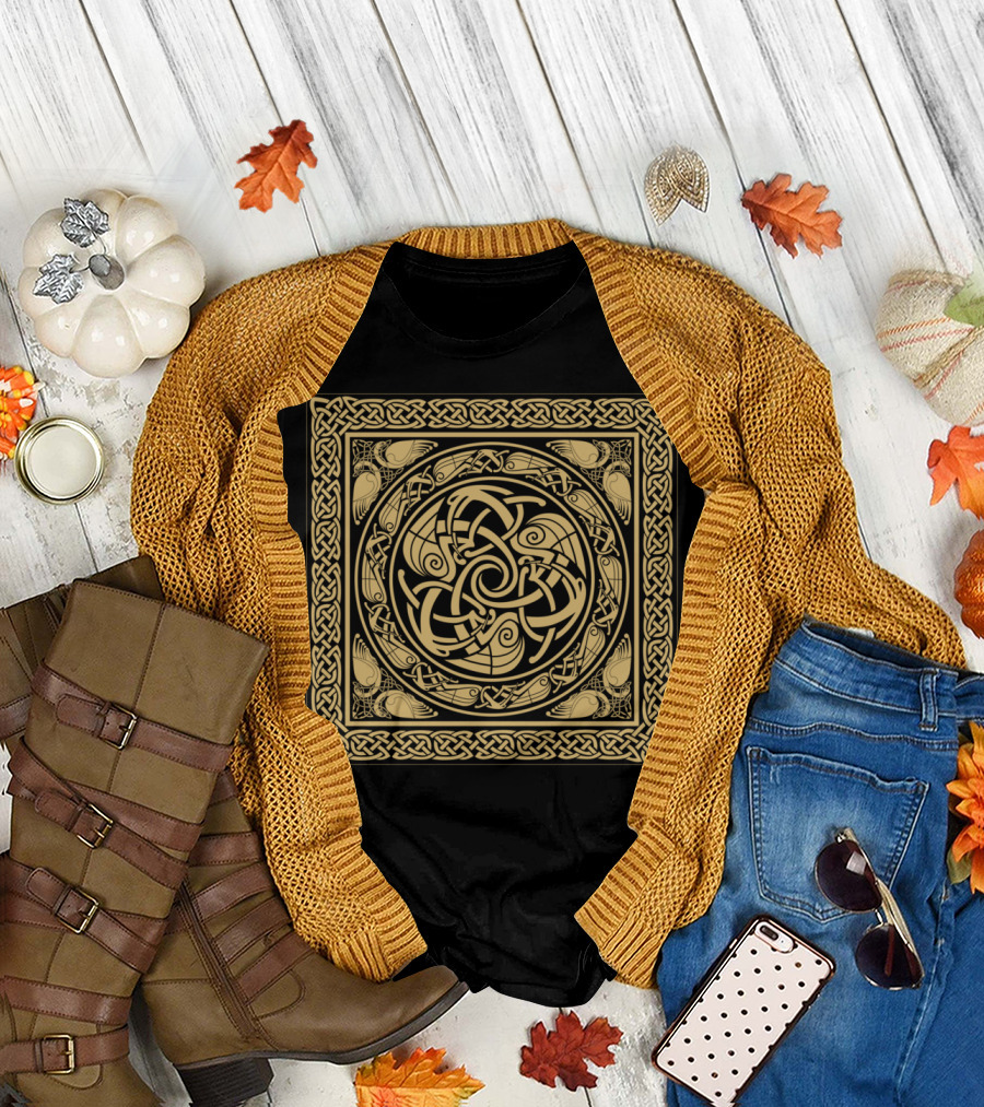Celtic Knotwork with Interwoven Birds Motif T-Shirt