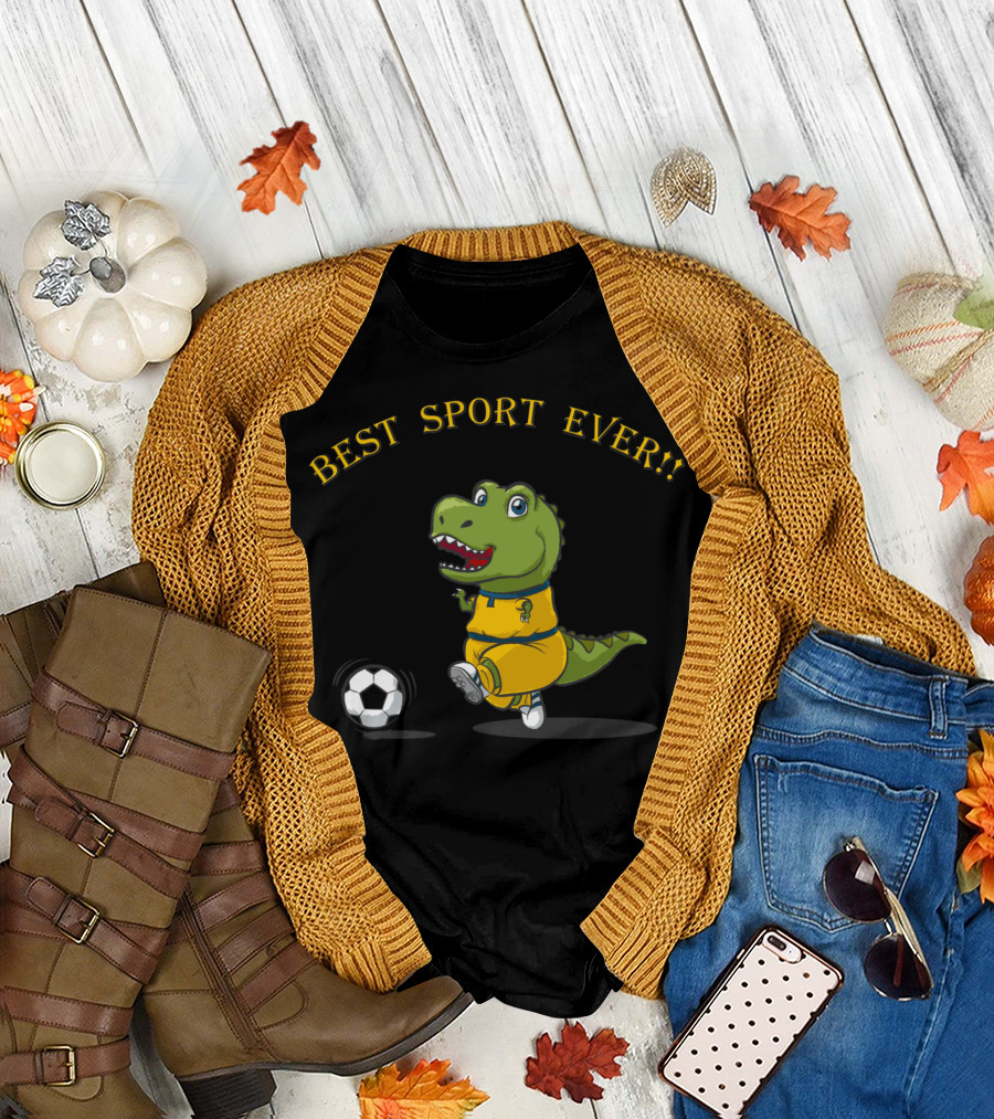 Best Sport Ever Soccer Dinosaur Kicking Ball T-Shirt